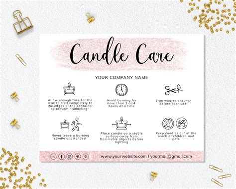 Candle Care Instructions Template